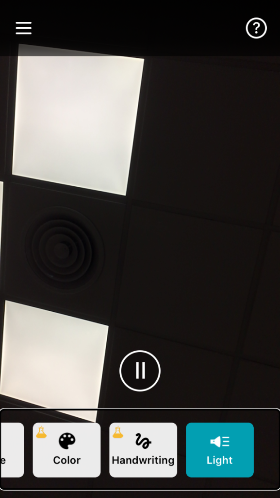 Fotografía que muestra una fuente lumínica detectada por la aplicación