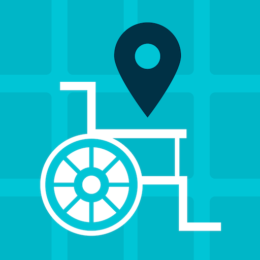 Logo de Mapcesible: una silla de ruedas localizada