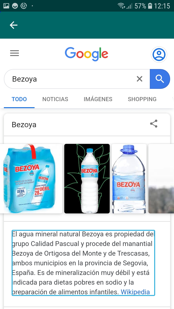 Información de la botella en Android