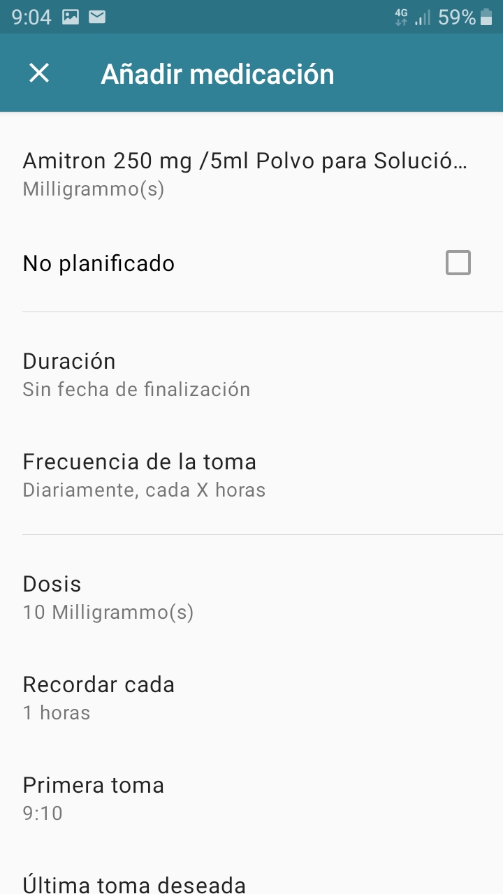 Añadir medicación en Android