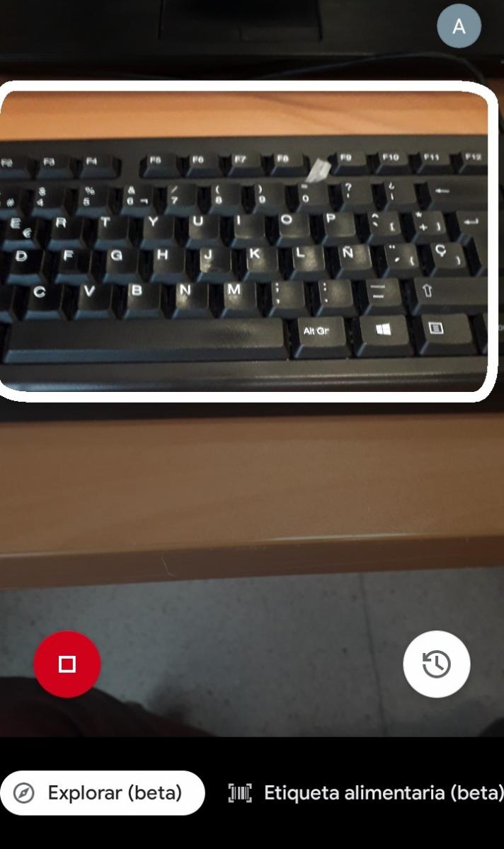 Example of keyboard recognition in explore mode