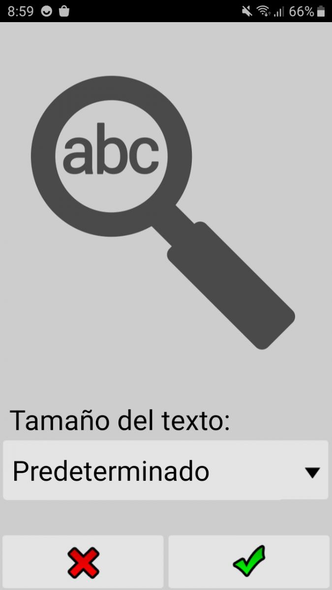 Select Text Size Interface