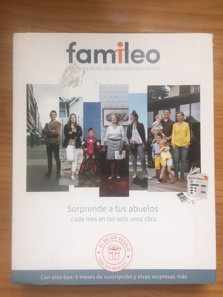 Box with the different contents included in the subscription to Famileo