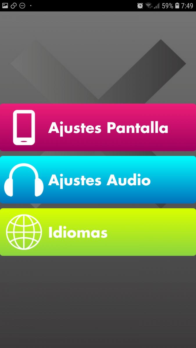 Screen, audio and language settings menu image