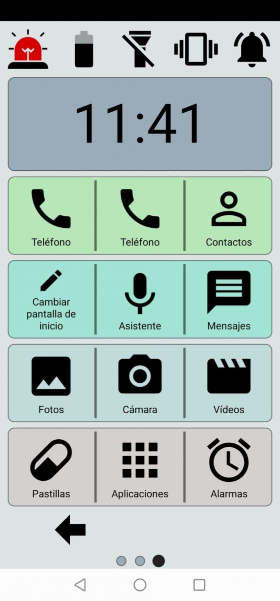 Página principal de Bald Phone donde se muestran las aplicaciones mas usadas.