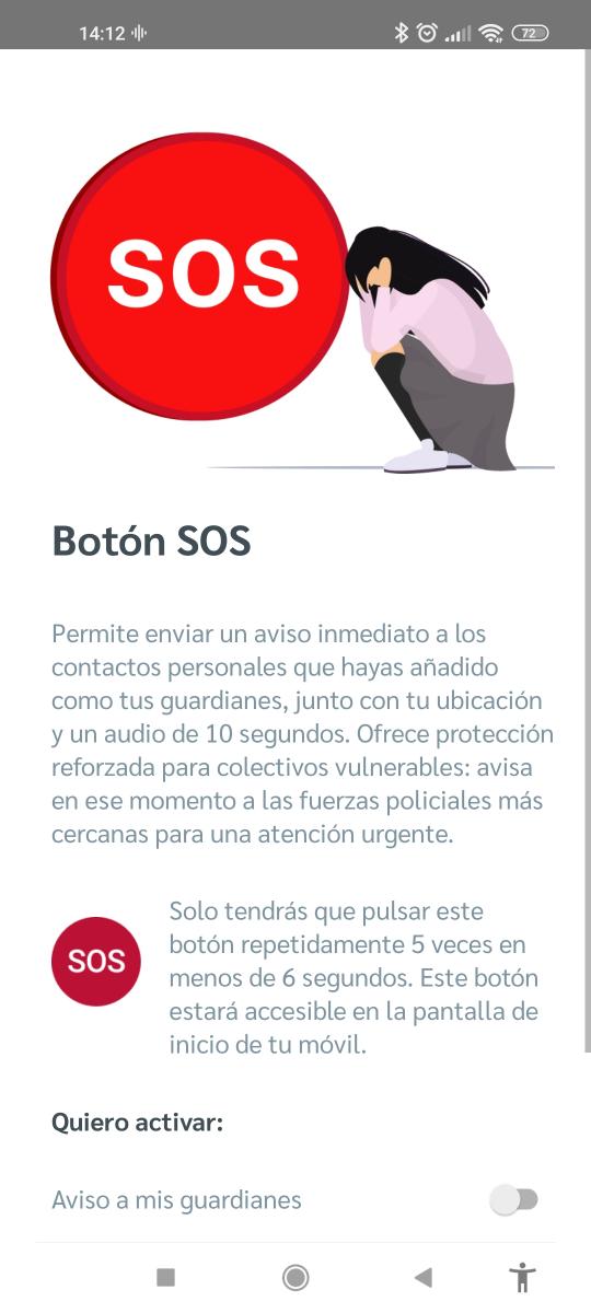 Imagen con información relacionada con el botón SOS
