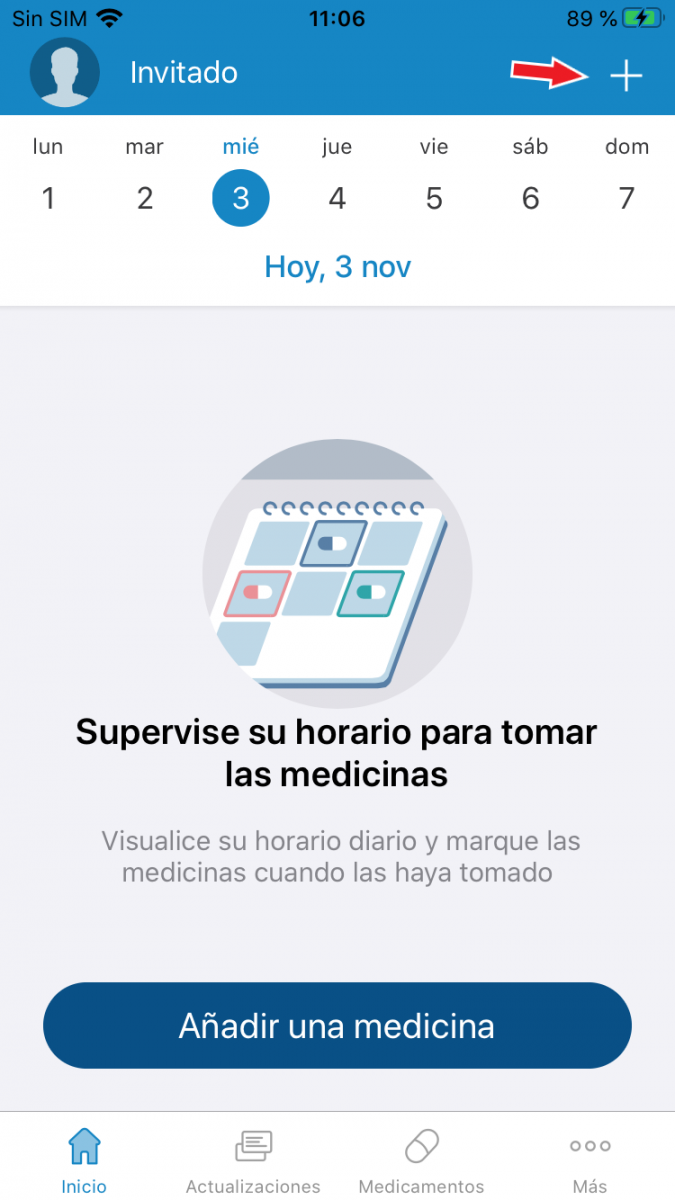 Imagen del icono + de Medisafe versión iOS