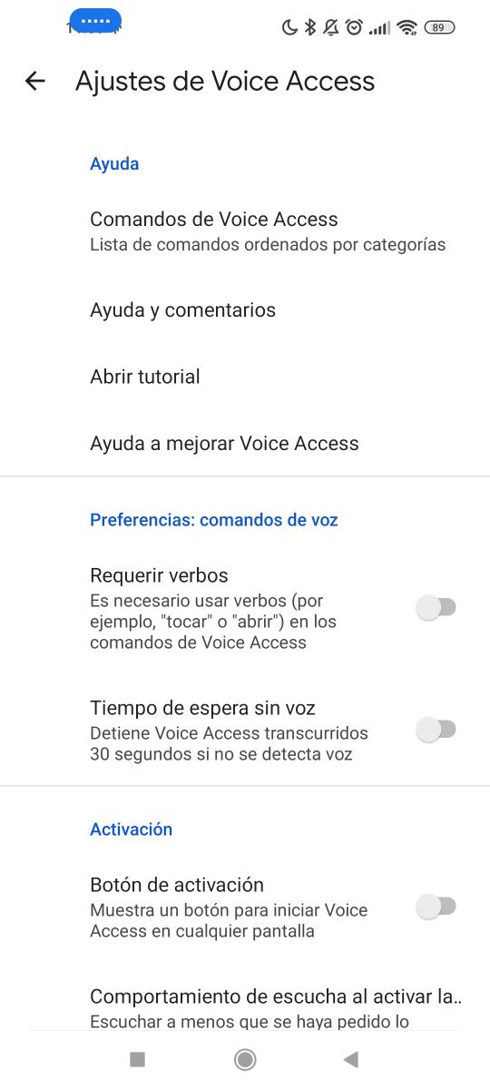 Image showing Voice Access settings, Image 1 of 3
