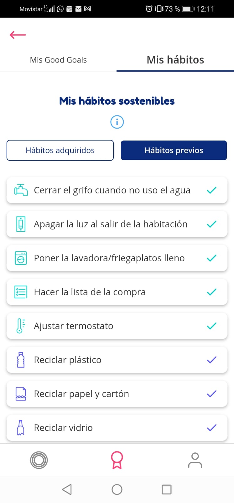 The image shows those habits that we had before using the application, which are indicated in the completed questionnaire.