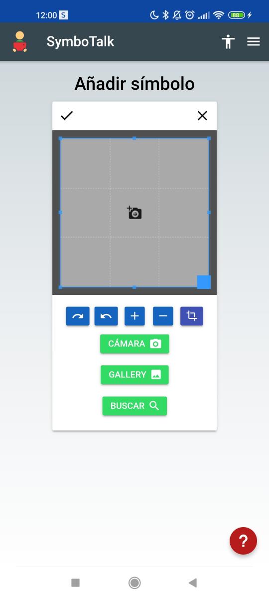 Image showing the different options to add a symbol: from the camera, gallery or browser
