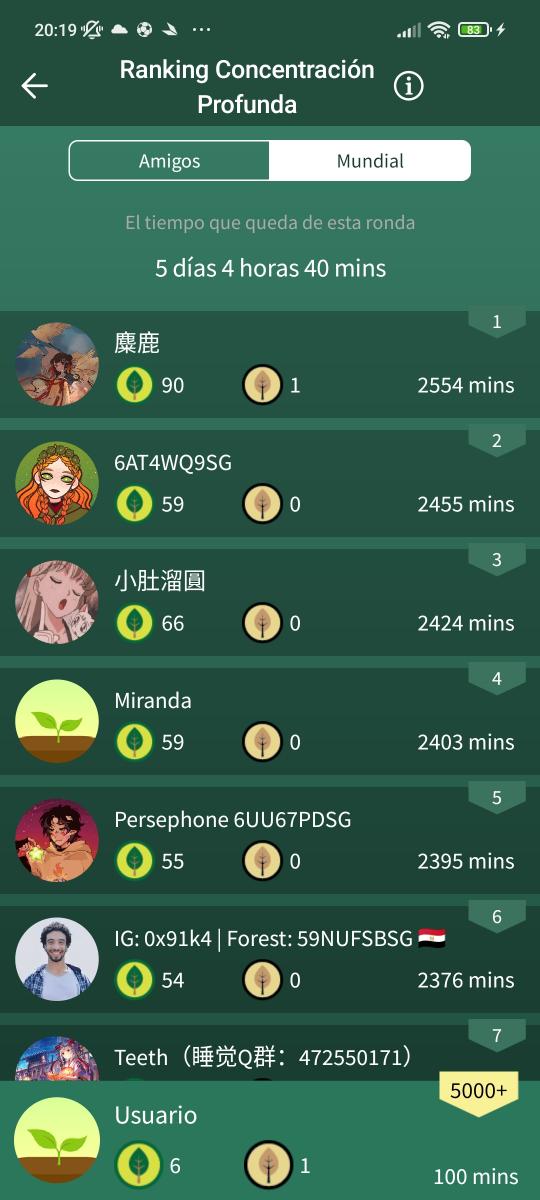 Image showing the world ranking available in the friends section.
