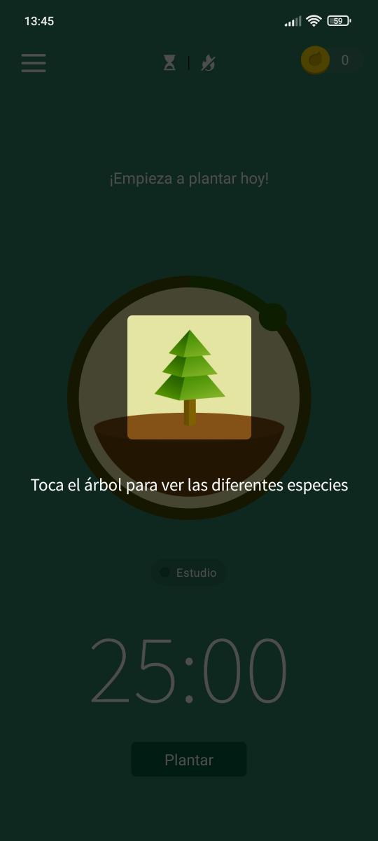 Imagen que resalta el icono de un árbol. Al pulsar dicho árbol se abre el menú necesario para cambiar el tipo de planta.