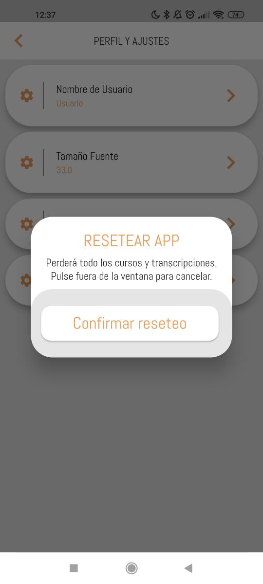 Imagen que muestra la opción "Resetear app"