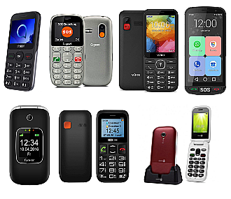 Image showing an overview of all senior phones reviewed in the special
