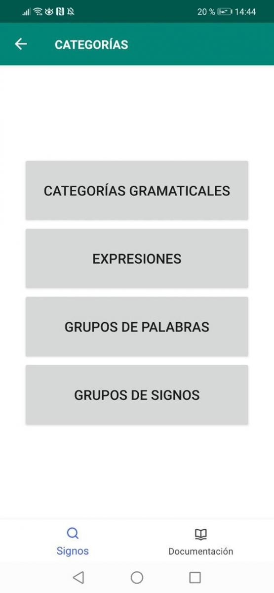 Imagen que muestra la sección de categorías en el menú principal.