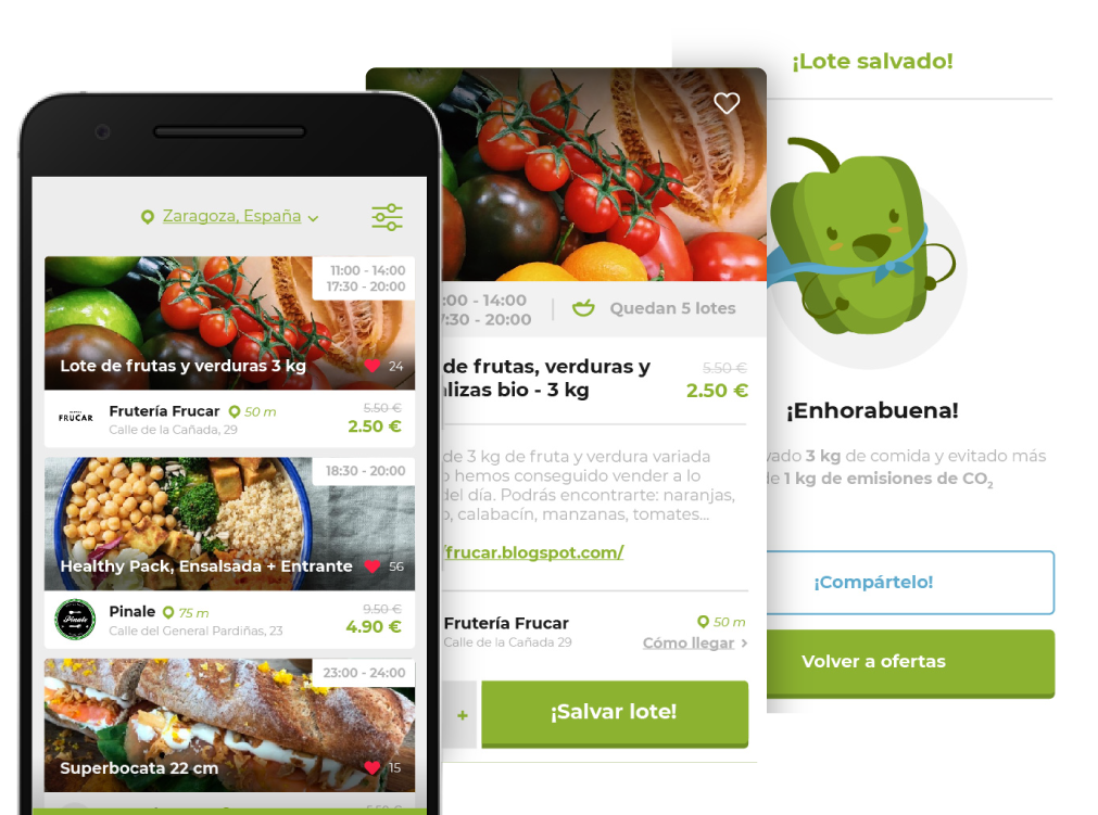 Coometas scheme: organic products are displayed in the mobile application and the purchase of a batch