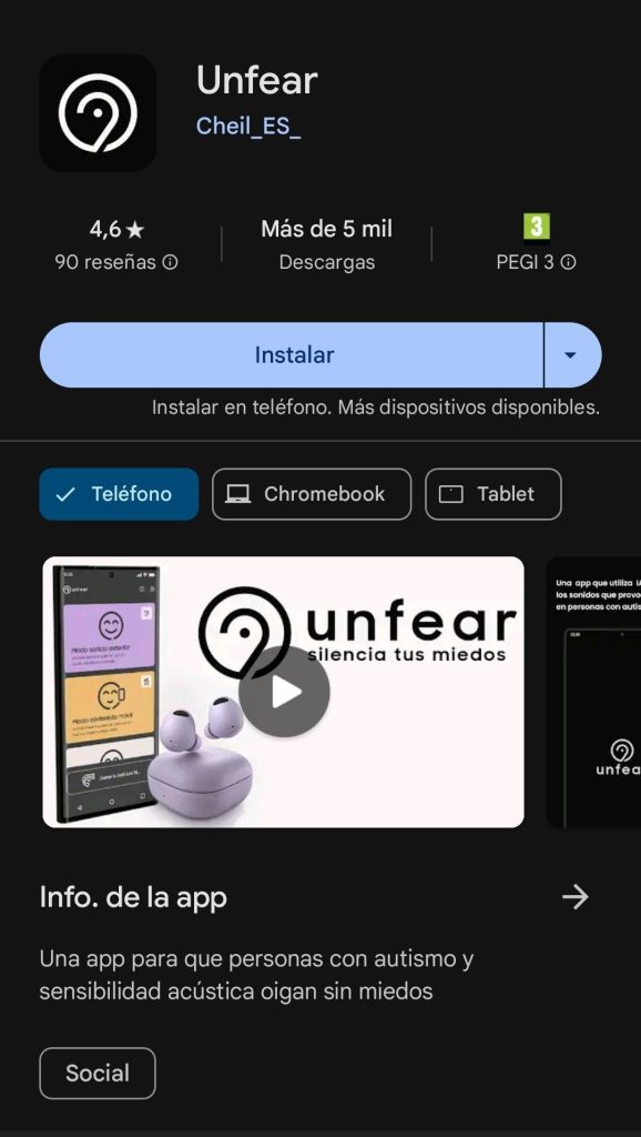 Pagina de descarga desde Google Play