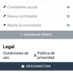 Se muestra la lista de ajustes colocada, de arriba abajo, en el orden en el que se han explicado. Cabe mencionar que, para activar y desactivar las notificaciones, se cuenta con un toggle en la parte derecha de esta opción. En la parte superior izquierda se encuentra un botón para retroceder y así salir de esta sección.