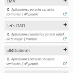 Se muestra parte del listado de apps. Además, en la parte derecha de cada una hay un icono en forma de cruz. Si se selecciona, se abre un desplegable informativo.