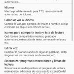 Página de configuración de @Voice, se encuentra una lista de botones como configuración de voz, idioma, ajustes de pantalla, cambiar voz o idioma...