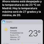 Pantalla que muestra el tiempo en Madrid