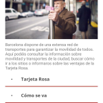 pantalla menú movilidad: tarjeta rosa, cómo se va, movilidad i transportes, TMB